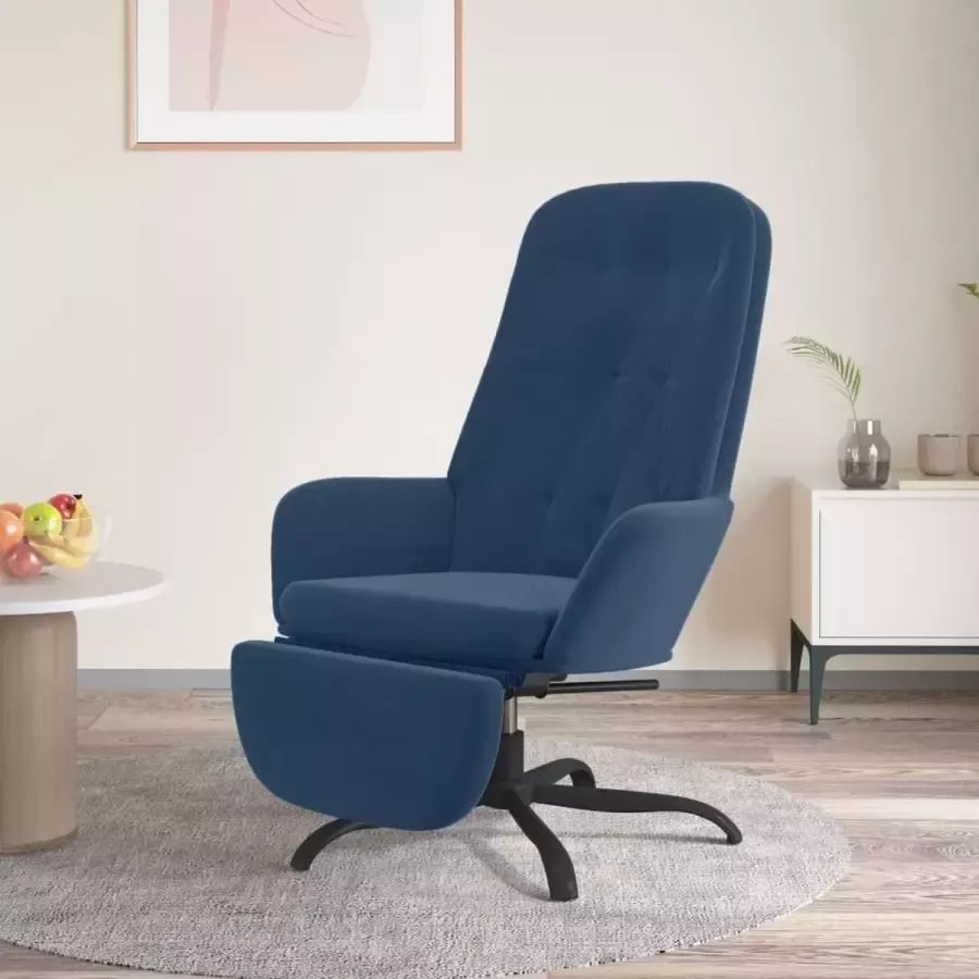 VidaXL Relax fauteuil met voetensteun blauw fluweel