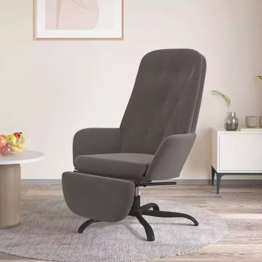 VidaXL Relax fauteuil met voetensteun donkergrijs fluweel