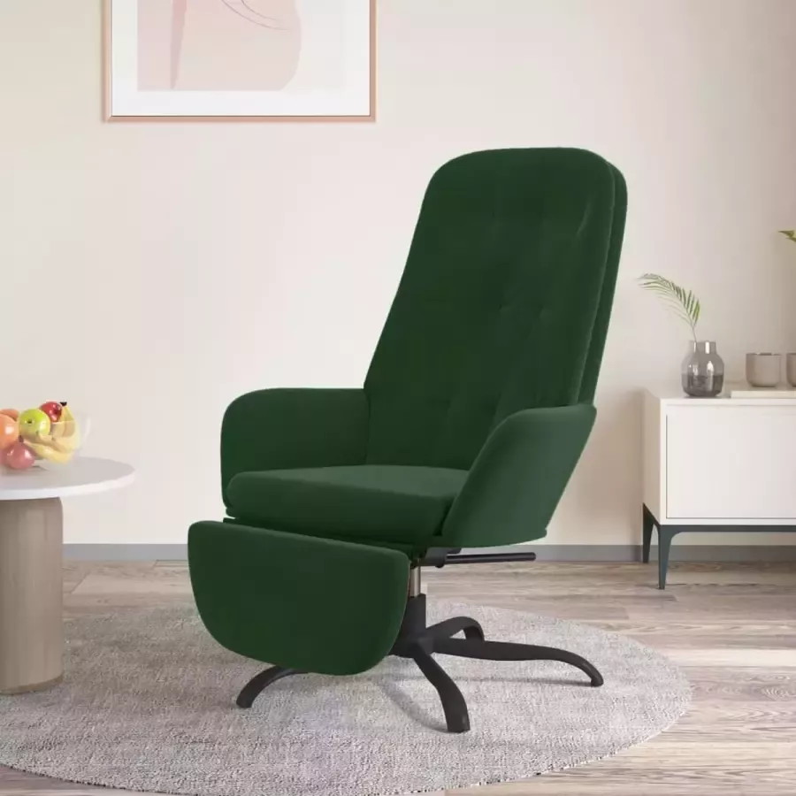 VidaXL Relax fauteuil met voetensteun donkergroen fluweel