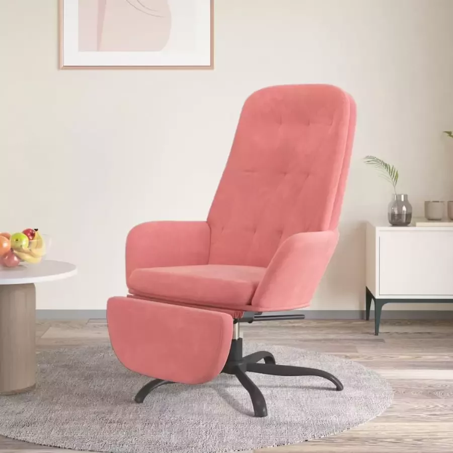 VidaXL Relax fauteuil met voetensteun fluweel roze