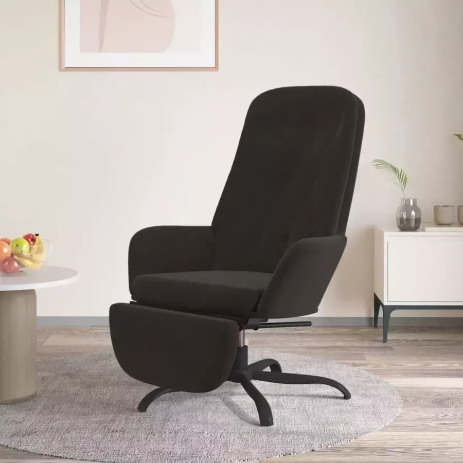 VidaXL Relax fauteuil met voetensteun fluweel zwart