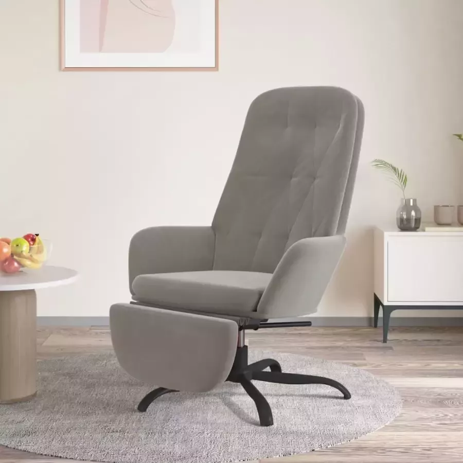 VidaXL Relax fauteuil met voetensteun lichtgrijs fluweel