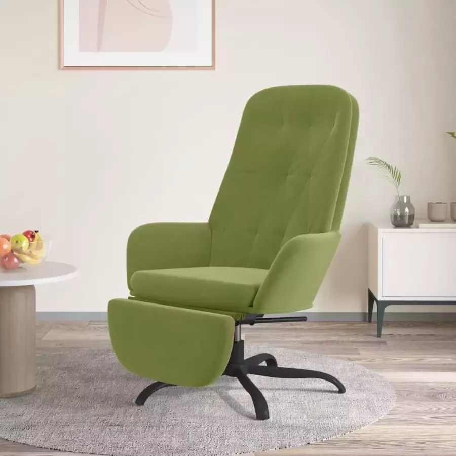 VidaXL Relax fauteuil met voetensteun lichtgroen fluweel