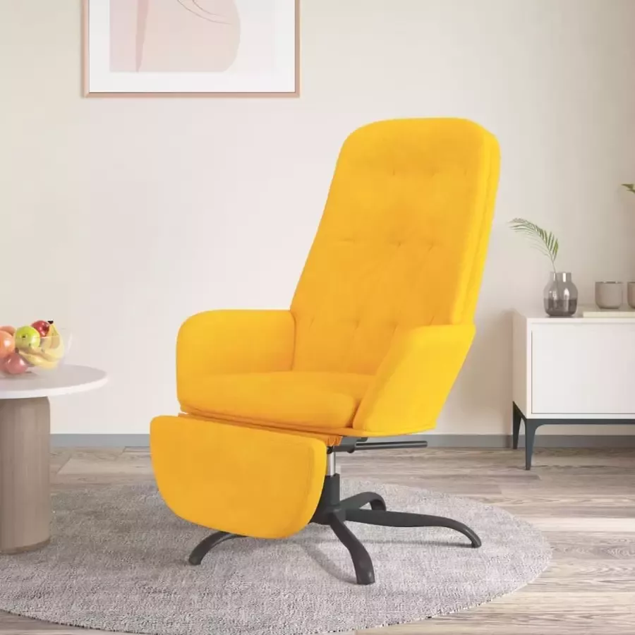VidaXL Relax fauteuil met voetensteun mosterdgeel fluweel