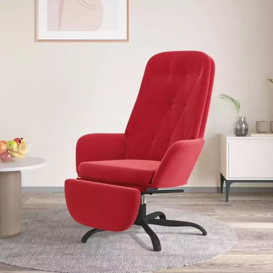 VidaXL Relax fauteuil met voetensteun wijnrood fluweel