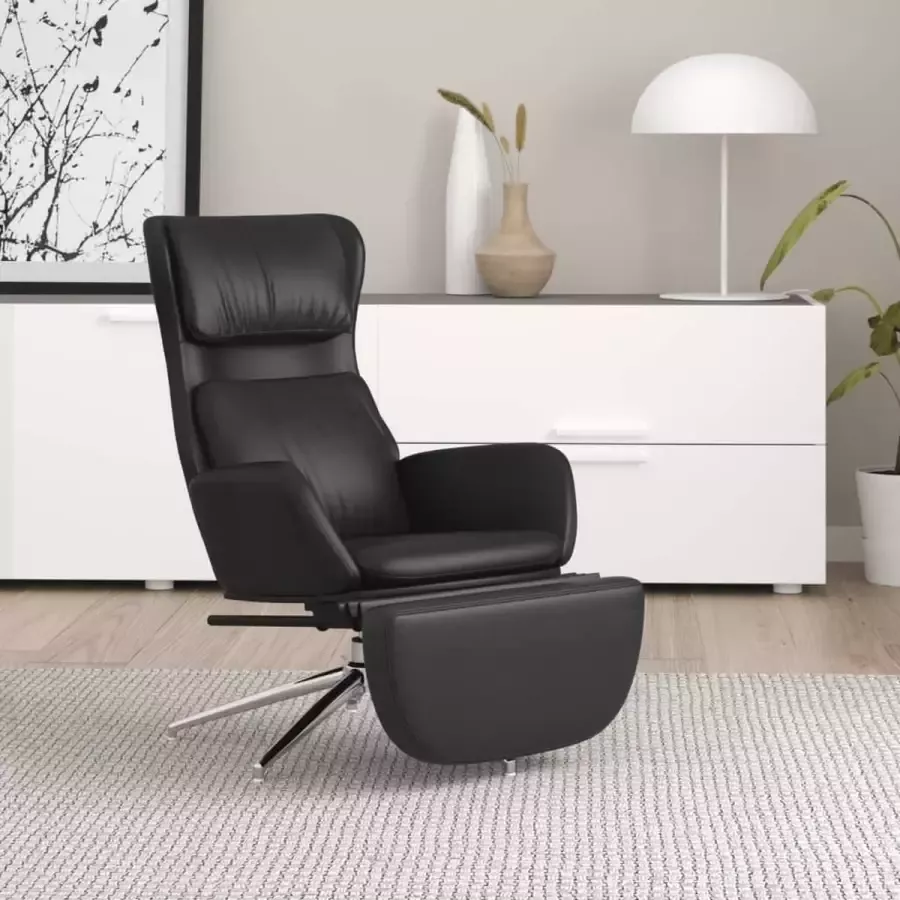 VidaXL Relax fauteuil met voetsteun glanzend zwart kunstleer