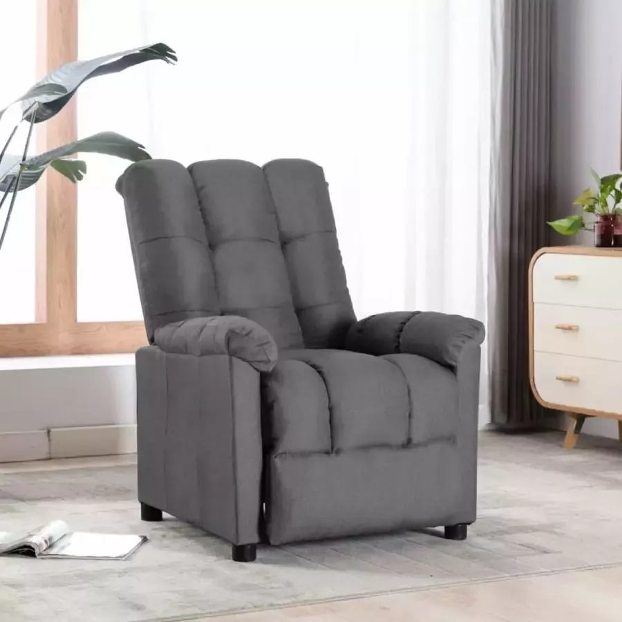 vidaXL Relax fauteuil verstelbaar lichtgrijs stof