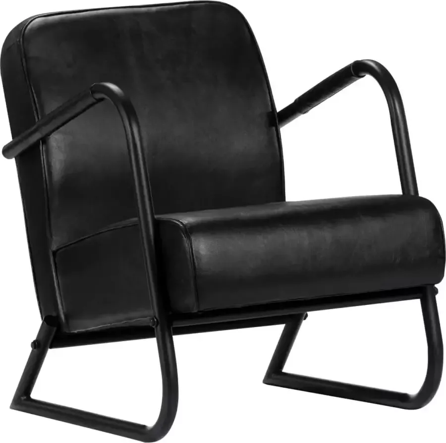 VidaXL Relax fauteuil zwart echt leer