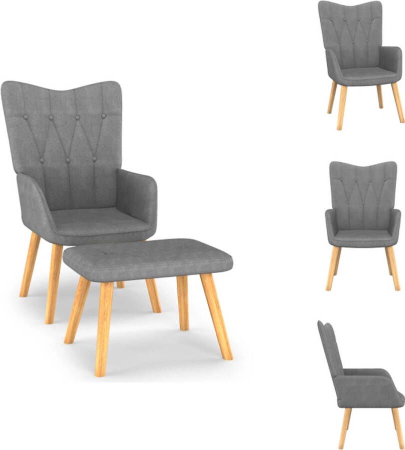 VidaXL Relaxfauteuil Donkergrijs stof 61.5 x 69 x 95.5 cm Schuimvulling Massief beukenhout en staal Voetenbank 47 x 32 x 38 cm Zithoogte 40.5 cm Armleuninghoogte 58 cm Fauteuil - Foto 4