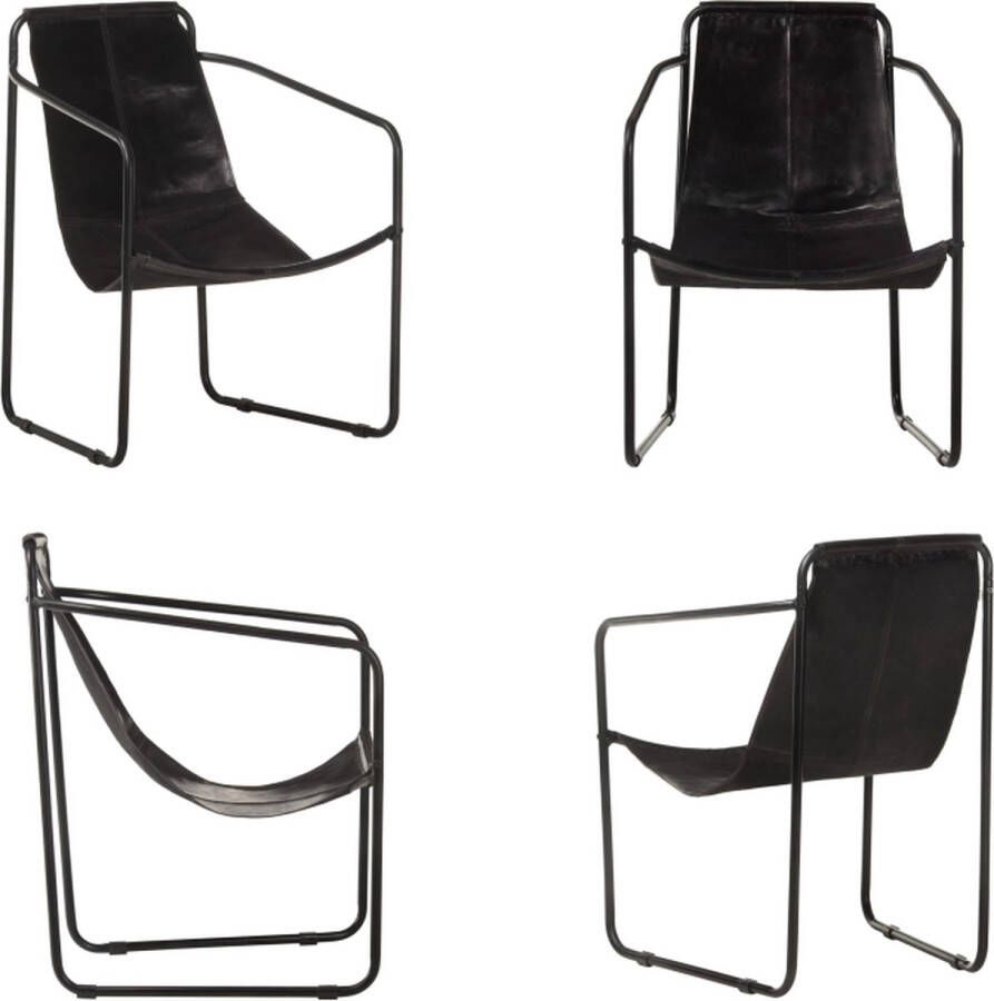 VidaXL Relaxfauteuil echt leer zwart Relaxstoel Relaxstoelen Relaxfauteuil Relaxfauteuils