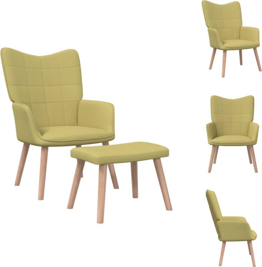 VidaXL Relaxstoel Met Voetenbank Relaxstoelen Met Voetenbanken Zetel Met Voetenbankje Zetels Met Voetenbankjes Relaxstoel met voetenbank stof groen - Foto 2