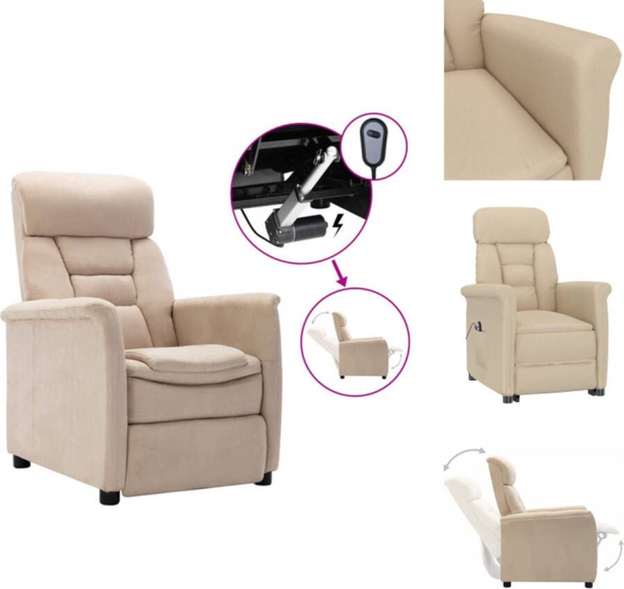 VidaXL Fauteuil Fauteuils Leunstoel Fauteuil Kunstleer Fauteuil elektrisch verstelbaar kunstsuèdeleer crèmekleurig - Foto 2