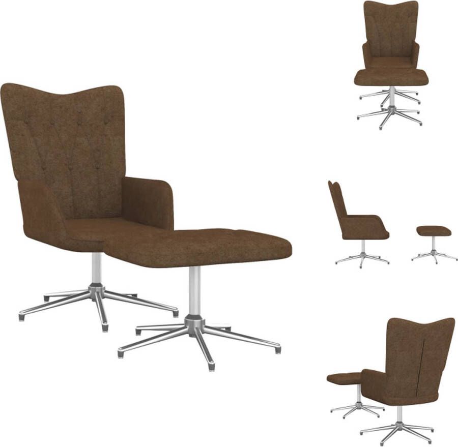 VidaXL Relaxstoel Met Voetenbank Relaxstoelen Met Voetenbanken Zetel Met Voetenbankje Zetels Met Voetenbankjes Relaxstoel met voetenbank stof bruin - Foto 2