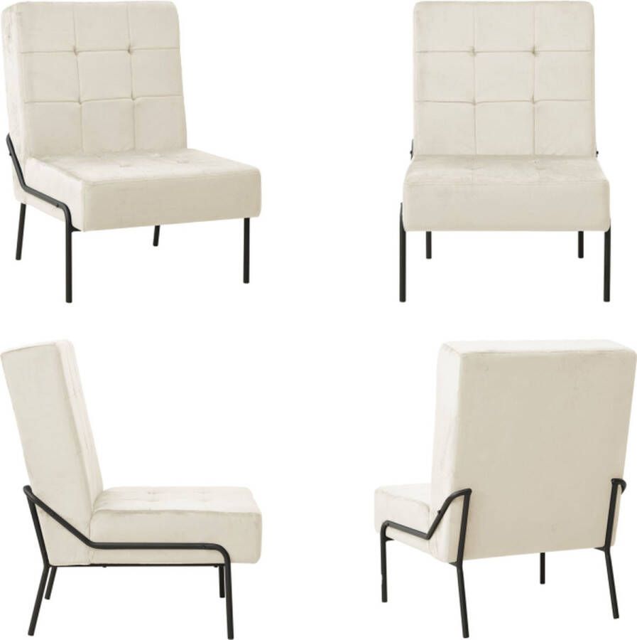 VidaXL Relaxstoel 65x79x87 cm fluweel crèmewit Relaxstoel Relaxstoelen Fauteuil Fauteuils - Foto 2