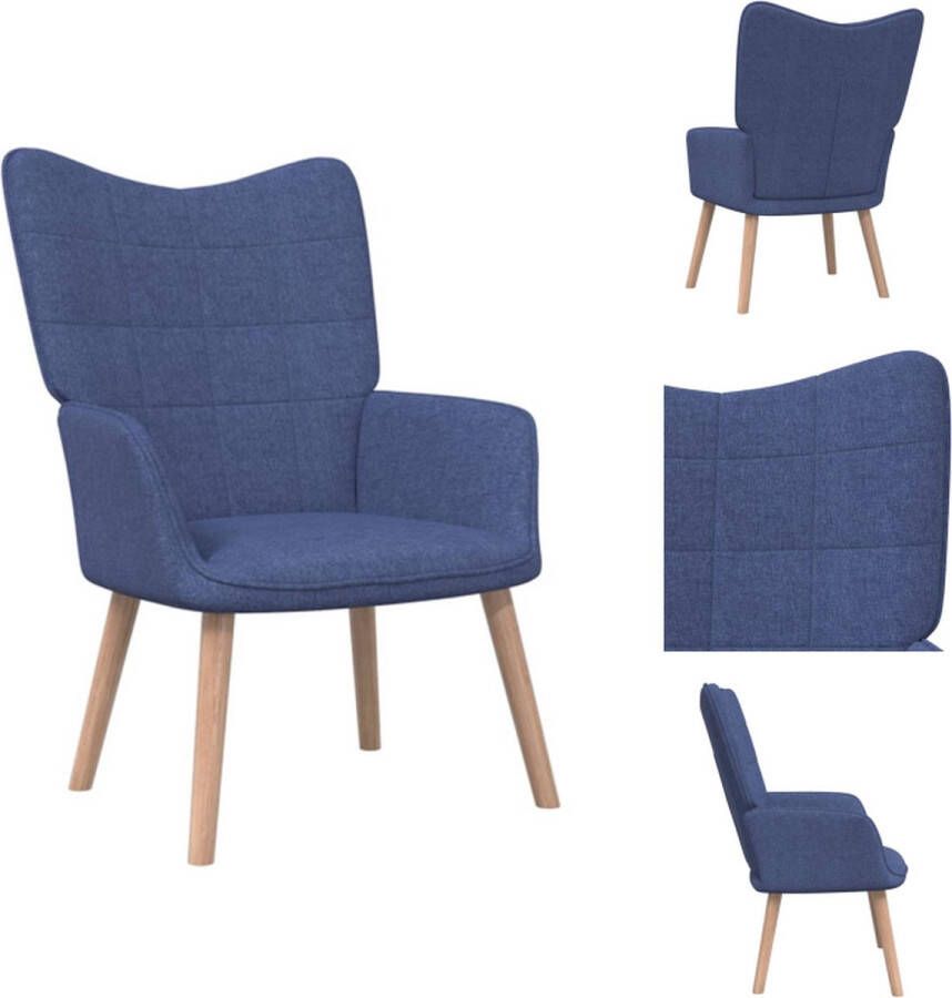 VidaXL Relaxstoel blauw 61.5 x 69 x 95.5 cm Stof Beukenhout Staal Fauteuil