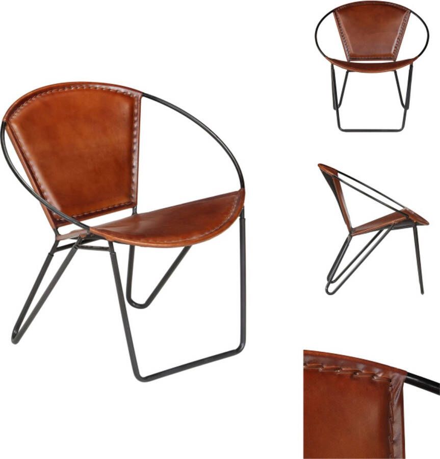 VidaXL Relaxstoel Bruin 69x69x69 cm Ringvormig Gepoedercoat Staal Uniek Leren Patroon Fauteuil