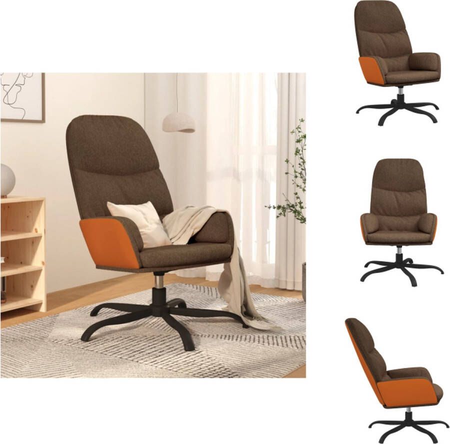 VidaXL Relaxstoel Bruin 70 x 77 x 98 cm 360 graden draaibaar Kunstleer en stof Fauteuil