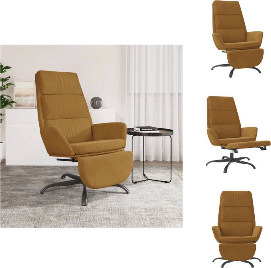 VidaXL Relaxstoel Bruin Fluweel 70 x 77 x 98 cm Inclusief voetenbank Fauteuil