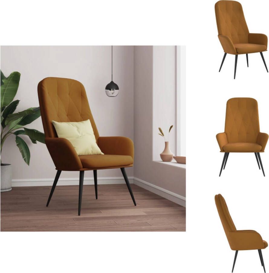 VidaXL Relaxstoel Bruin Fluweel 70 x 77 x 98 cm Stevig frame Trendy ontwerp Fauteuil