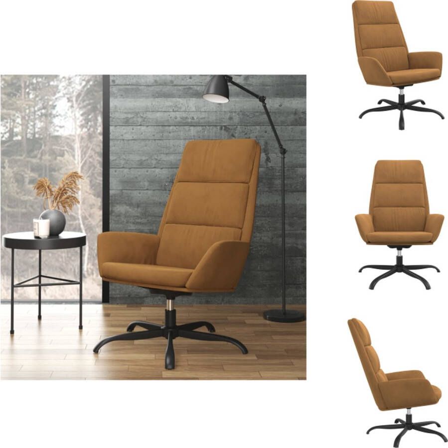 VidaXL Relaxstoel Bruin Fluwelen stof 70x77x98 cm Stabiel frame Draaifunctie Fauteuil