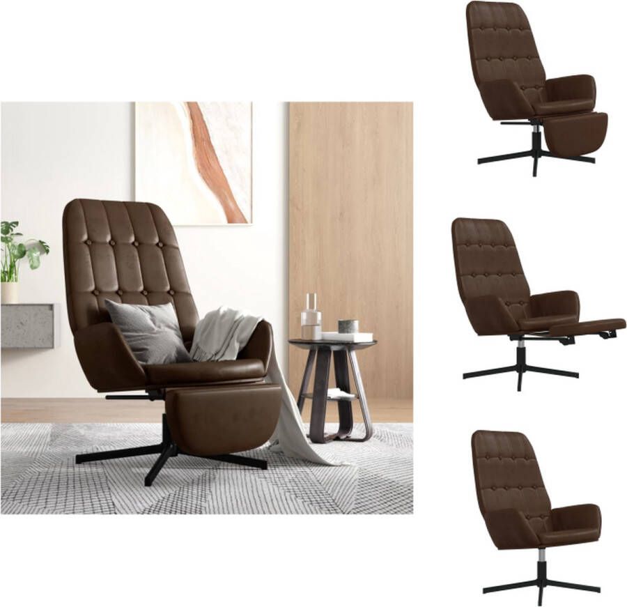 VidaXL Relaxstoel Bruin Kunstleer 70x77x94cm Draaibaar Met Voetensteun Fauteuil