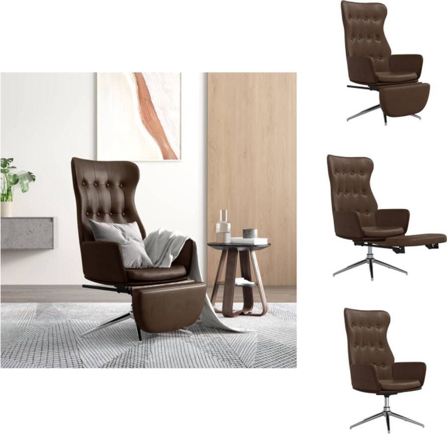 VidaXL Relaxstoel Bruin Kunstleer Draaibaar Voetenbank 70x77x94cm Fauteuil