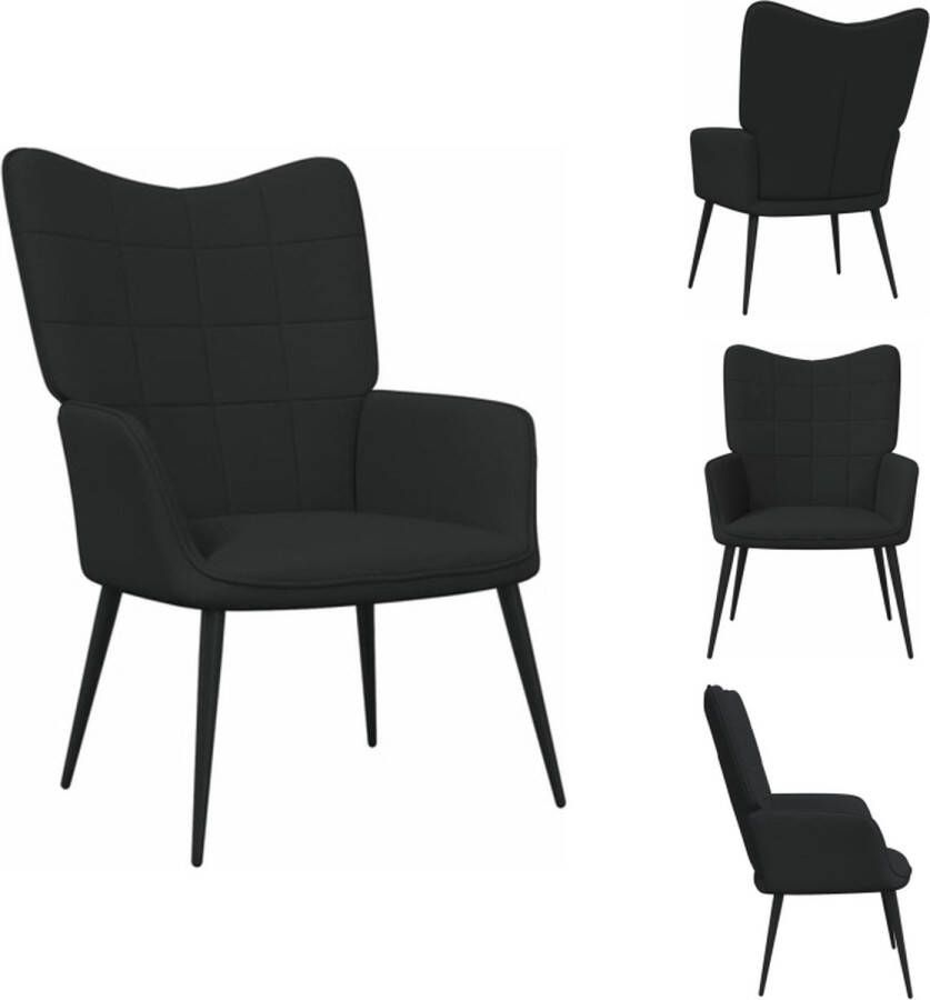 VidaXL Relaxstoel Chique en elegant Blokpatroon Stof en staal 61 x 70 x 96.5 cm Fauteuil