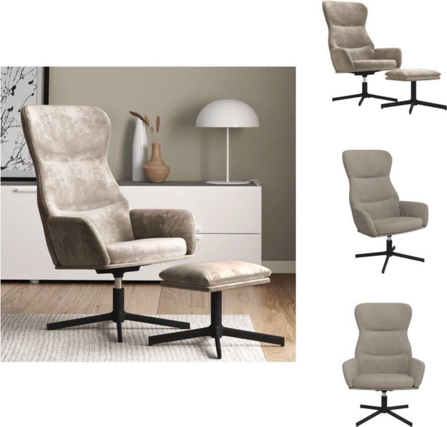 VidaXL Relaxstoel Met Voetenbank Relaxstoelen Met Voetenbanken Zetel Met Voetenbankje Relaxstoel met voetenbank fluweel lichtgrijs