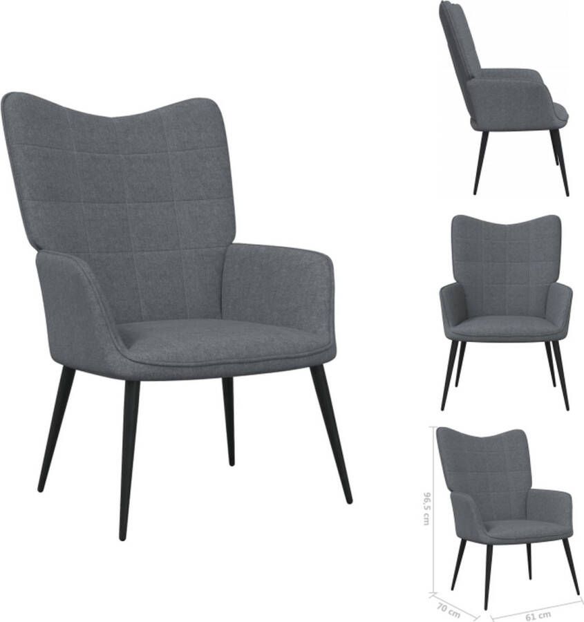 vidaXL Relaxstoel Comfort Stoelen 61x70x96.5 cm Donkergrijs Fauteuil