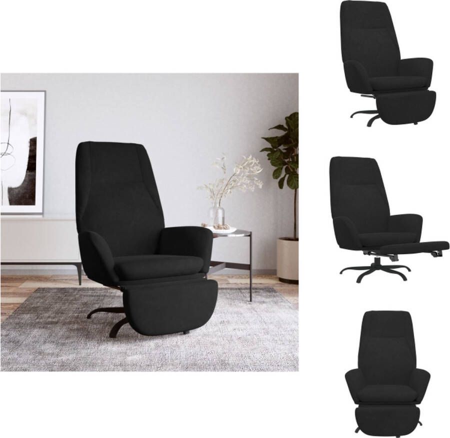 VidaXL Relaxstoel Comfort Woonkamerstoel 70x77x94 cm Zwarte Fluweel Stevig Frame 360° Draaibaar Fauteuil