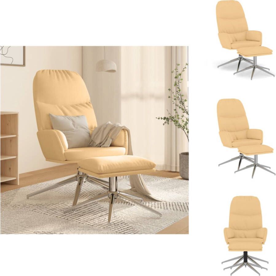 VidaXL Relaxstoel Comfortabel 360 graden draaibaar Crèmewit 70 x 77 x 98 cm Kunstsuède Fauteuil