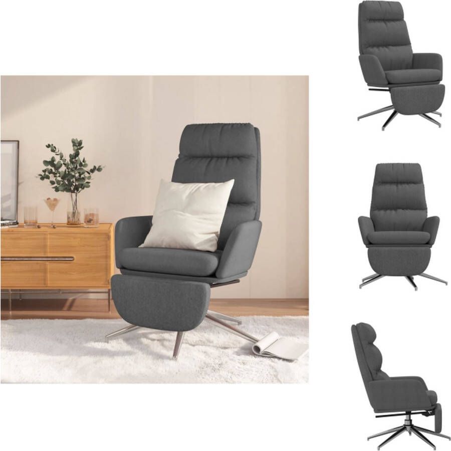 VidaXL Relaxstoel Comfortabele Donkergrijs 70 x 77 x 98 cm Ademend en duurzaam Metaal multiplex 360 graden draaibaar Fauteuil