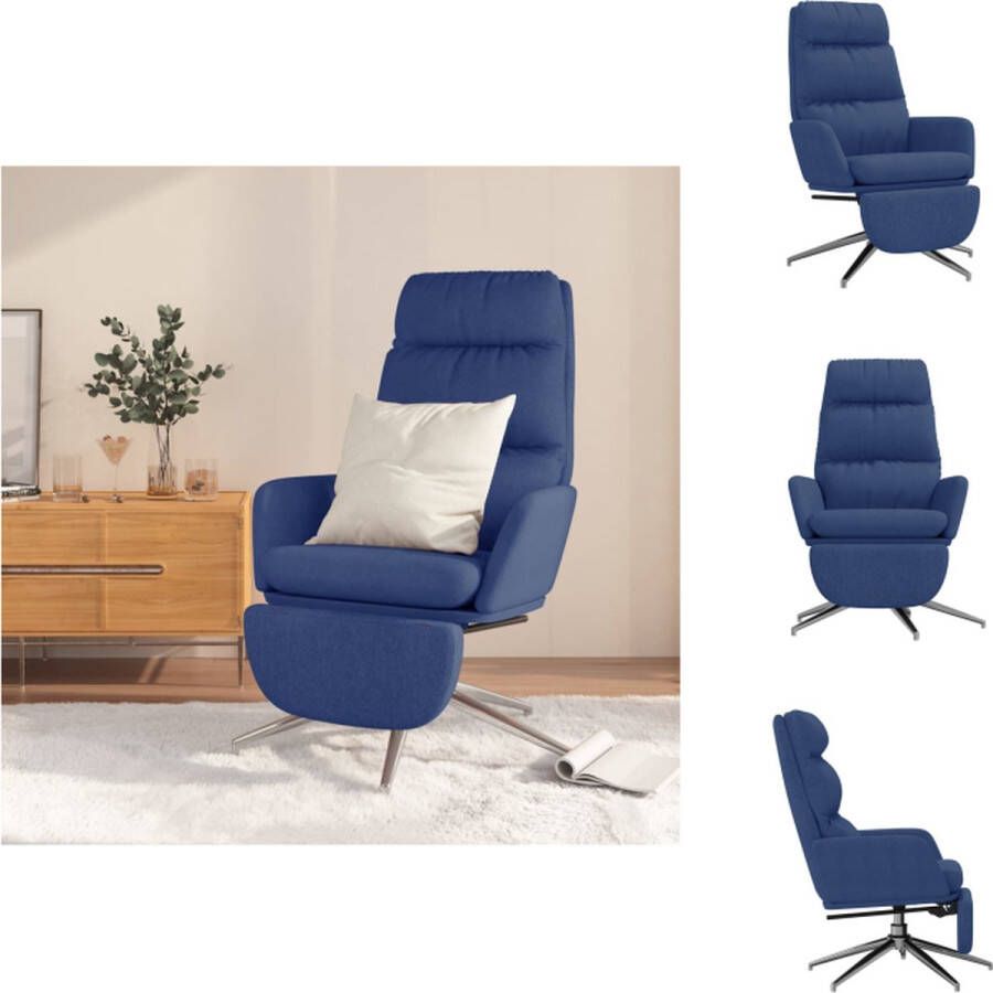 vidaXL Relaxstoel Comfortabele en stabiele stoel met voetensteun 70x77x98 cm Blauw Fauteuil