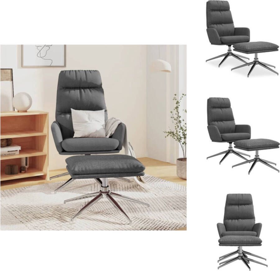 VidaXL Relaxstoel Comfortabele relaxstoel met voetenbank Lichtgrijs 70 x 77 x 98 cm 360 graden draaibaar Montage vereist Inclusief 1 x voetenbank Fauteuil