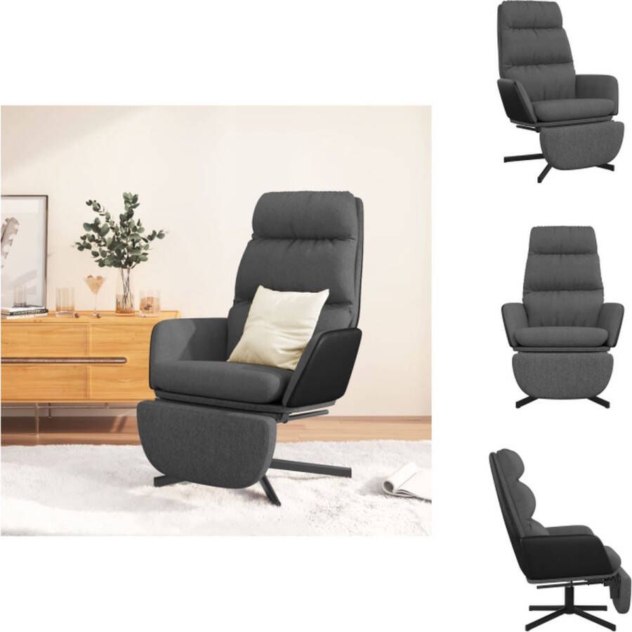 VidaXL Relaxstoel Comfortabele relaxstoel met voetensteun Donkergrijs 70 x 77 x 98 cm 360 graden draaibaar Fauteuil