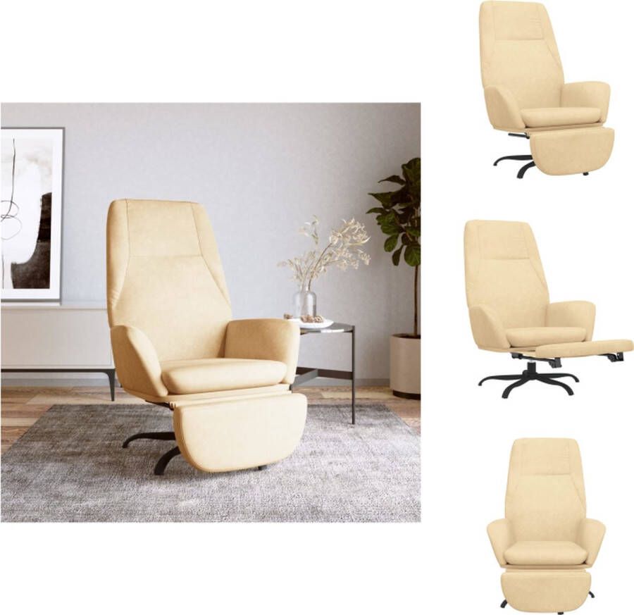 VidaXL Relaxstoel Crèmewit Fluweel comfortabel 70 x 77 x 94 cm 360 graden draaibaar Fauteuil