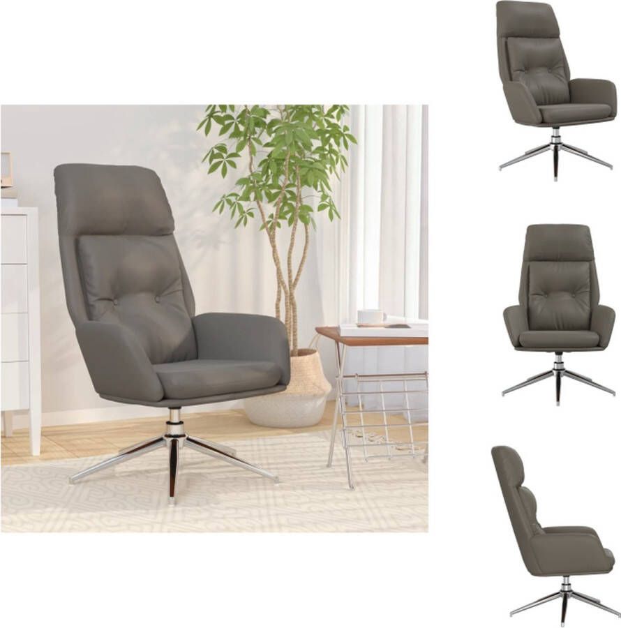 VidaXL Relaxstoel Dik gevoerd Echt Leer 70x77x94 cm Grijs Fauteuil