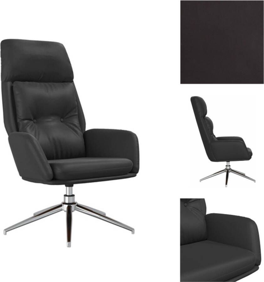 vidaXL Relaxstoel Dik Gevoerd Echt Leer Metalen Frame Zwart 70 x 77 x 94 cm Fauteuil