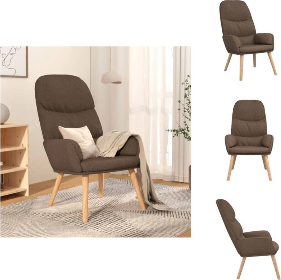 VidaXL Relaxstoel Dik gevoerd Zacht aanvoelende stof Metalen frame en rubberwood poten Optimaal comfort Kleur- taupe Afmetingen- 70x77x98 cm Fauteuil