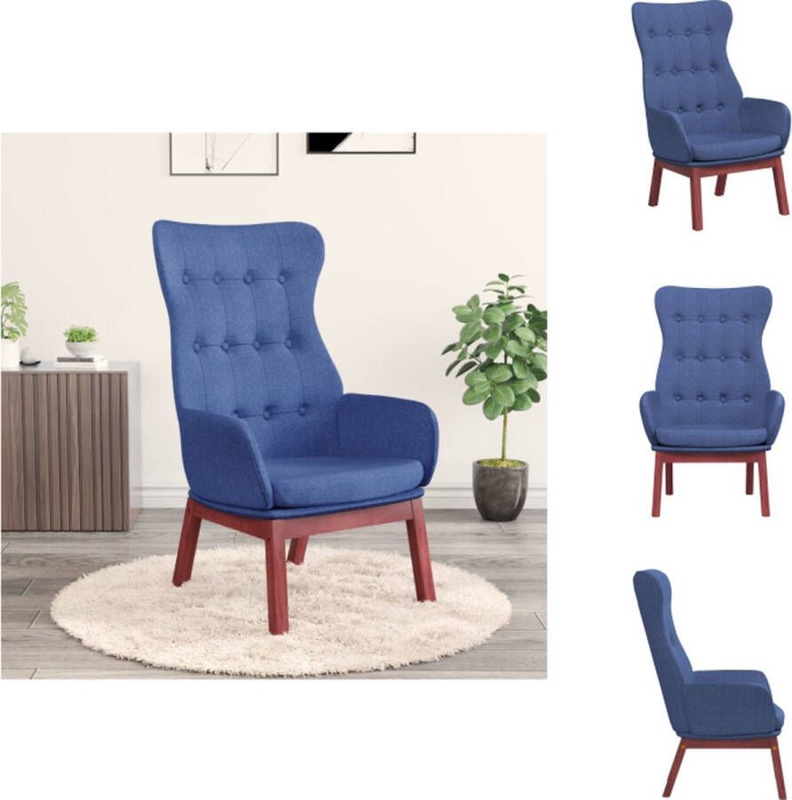 VidaXL Relaxstoel Dik gevoerd Zacht aanvoelende stof Stevig metalen frame Rubberwood poten Blauw 70 x 77 x 94 cm Optimaal zitcomfort Fauteuil