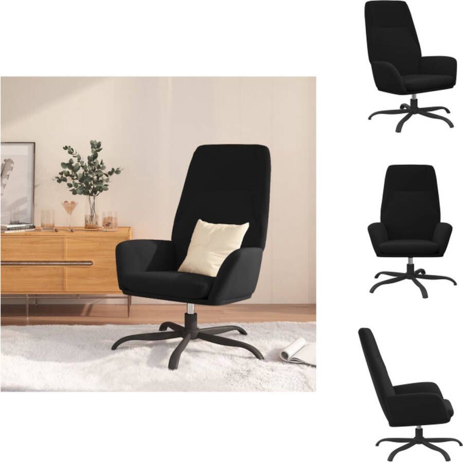 VidaXL Relaxstoel Dik gewatteerd Fluweel Zwart 70 x 77 x 94 cm 360 graden draaibaar Fauteuil