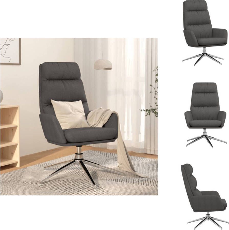 VidaXL Relaxstoel Donkergrijs 70 x 77 x 98 cm Metalen frame Fauteuil