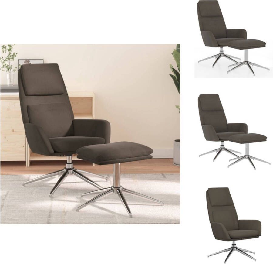 VidaXL Relaxstoel Donkergrijs 70x77x98cm 360 graden draaibaar Fauteuil