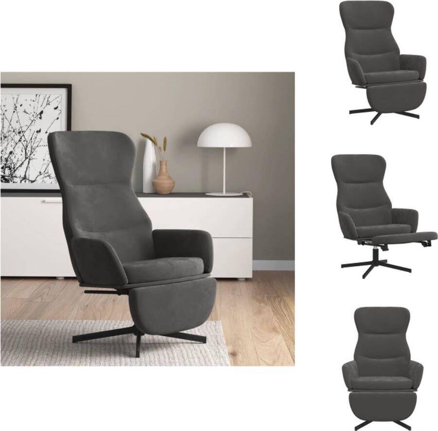 VidaXL Relaxstoel Donkergrijs Fluweel 70 x 77 x 94 cm Stevig frame Fauteuil