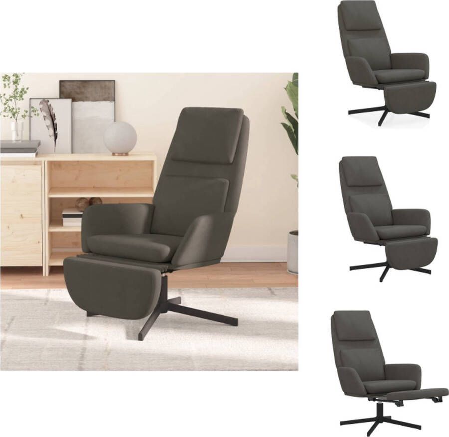 VidaXL Relaxstoel Donkergrijs Fluweel 70 x 77 x 98 cm Armleuningen 360 graden draaibaar Fauteuil