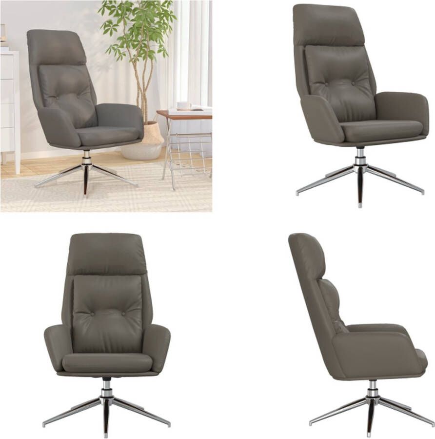 vidaXL Relaxstoel echt leer grijs Relaxstoel Relaxstoelen Fauteuil Relaxfauteuil