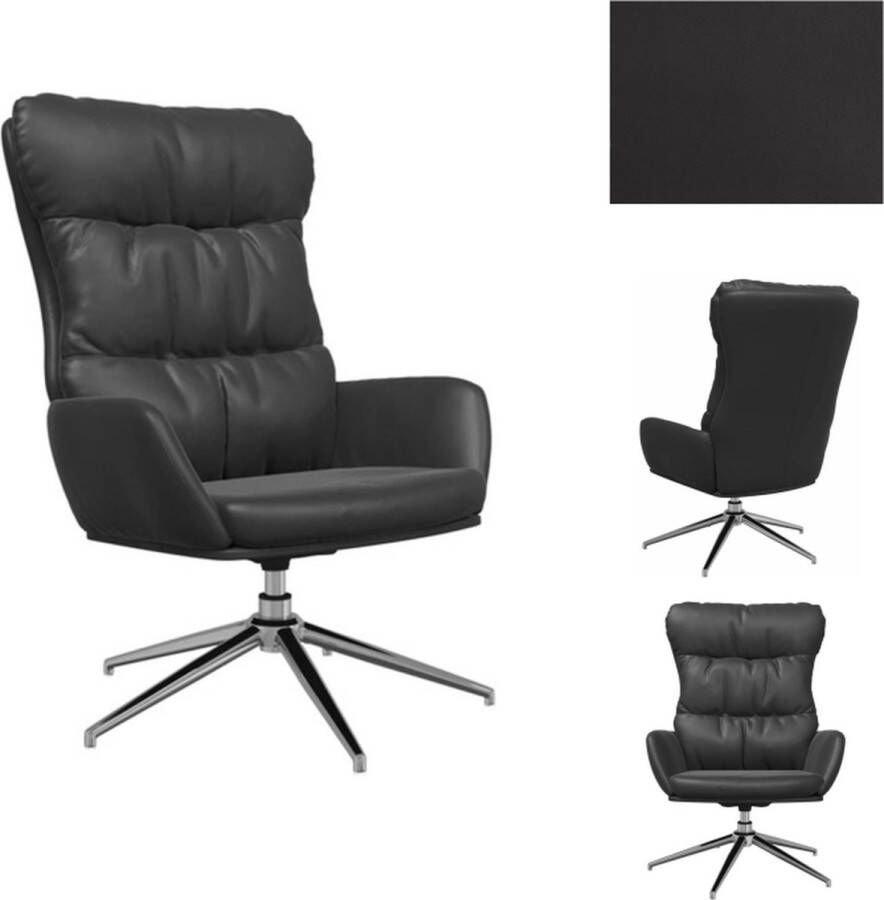 vidaXL Relaxstoel Echt leer kunstleer 70x77x98 cm Zwart Fauteuil