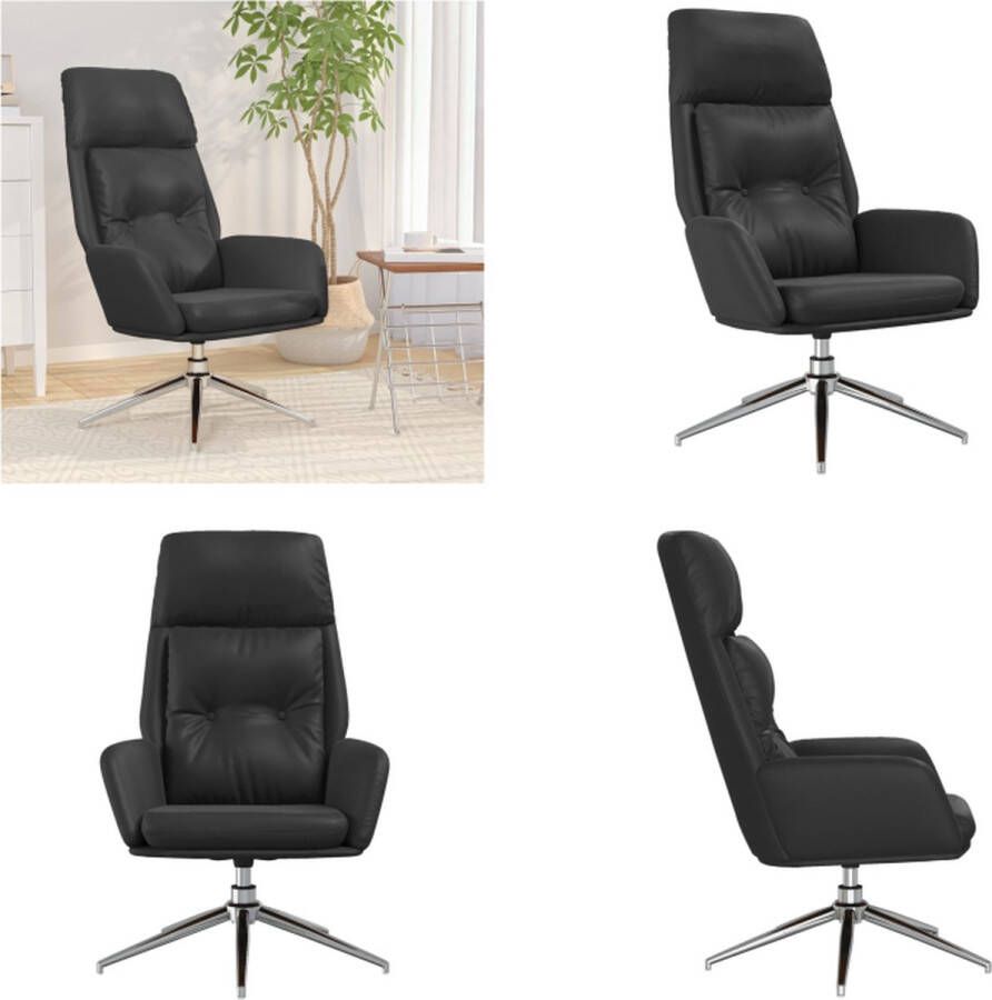 vidaXL Relaxstoel echt leer zwart Relaxstoel Relaxstoelen Fauteuil Relaxfauteuil