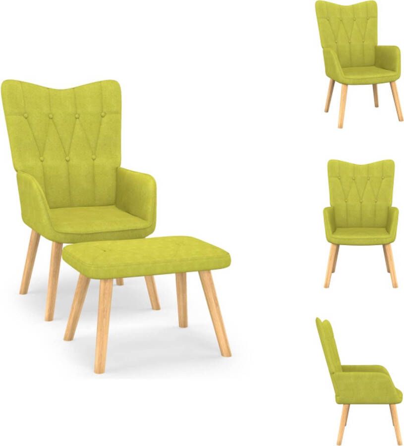 VidaXL Relaxstoel Elegante Groene Stof 61.5x69x95.5 cm Met voetenbank Schuimvulling Stabiel en duurzaam Montage vereist Fauteuil