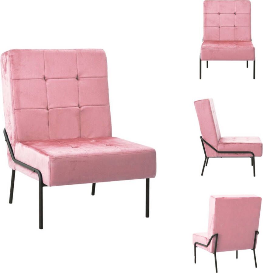 VidaXL Relaxstoel Fluweel 65 x 79 x 87 cm Roze Zwart Max 110 kg Fauteuil